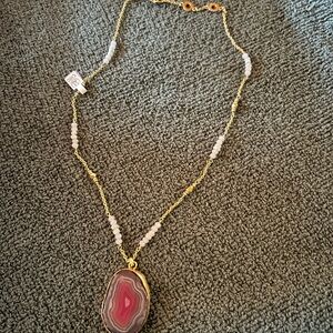 Pretty Gold with Beads Stone Necklace
